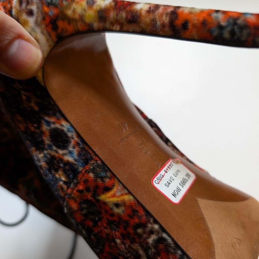 Tabitha Simmons Multicolor Floral Lace up Peep Toe High Heel Booties Size 41 New - Picture 8 of 8